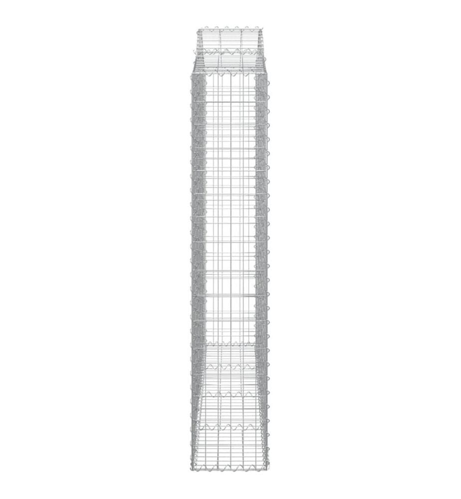 Gabionen mit Hochbogen 2 Stk. 200x30x160/180cm Verzinktes Eisen