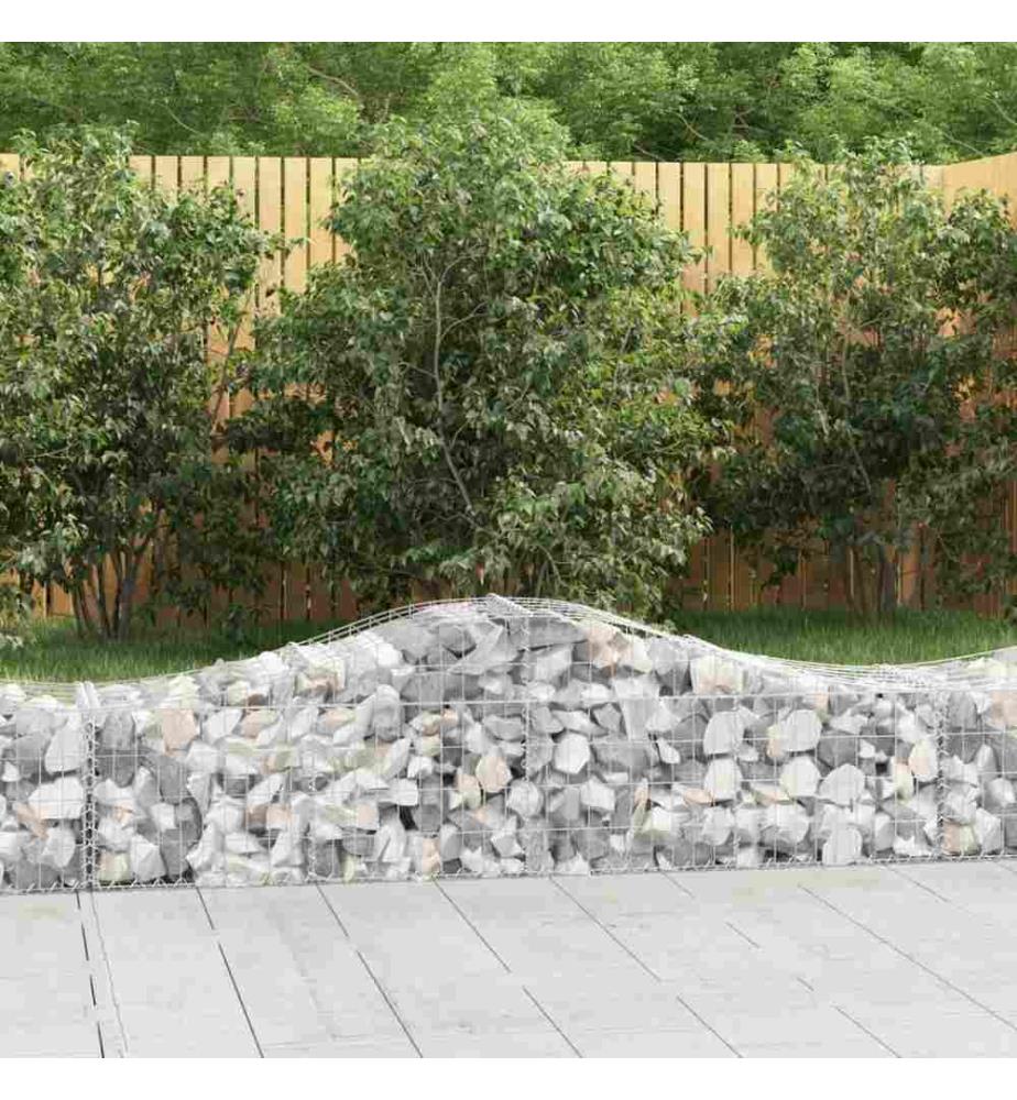 Gabionen mit Hochbogen 3 Stk. 200x50x40/60 cm Verzinktes Eisen