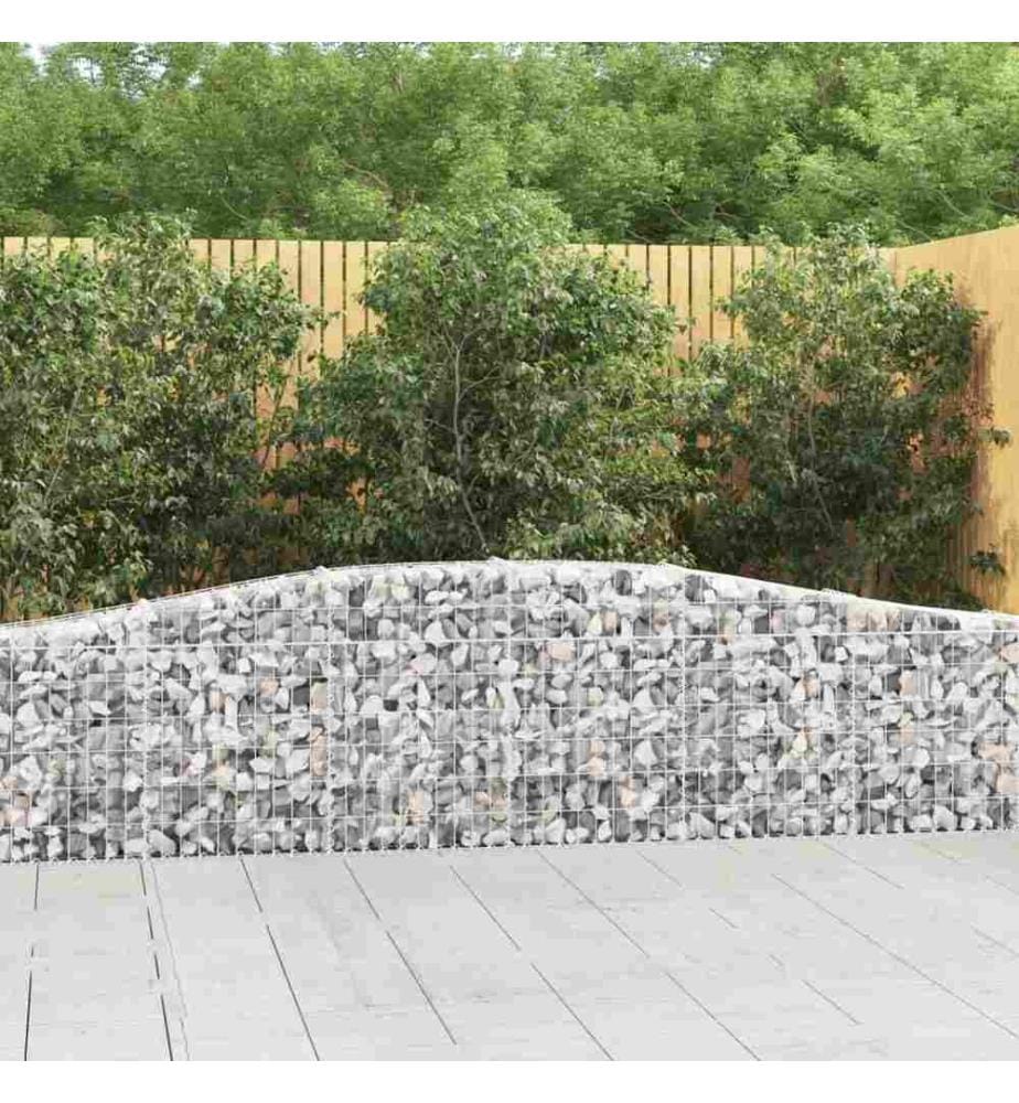 Gabionen mit Hochbogen 2 Stk. 400x30x60/80 cm Verzinktes Eisen