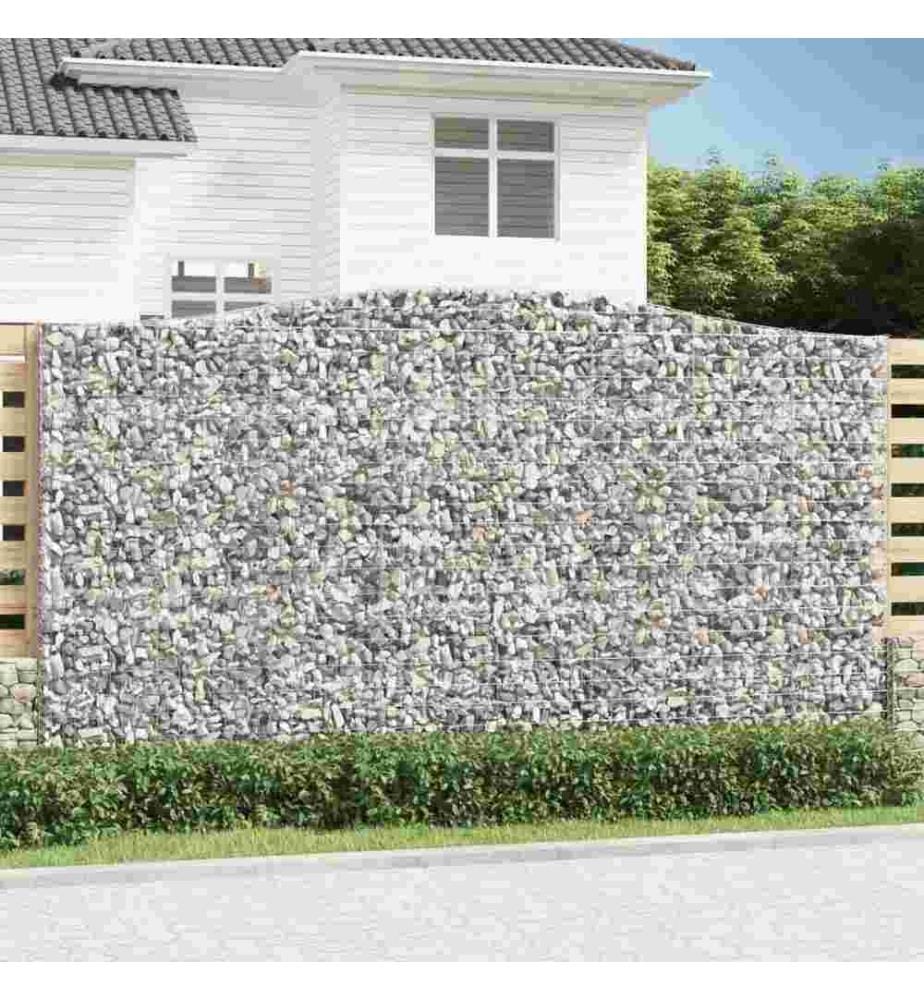 Gabionen mit Hochbogen 2 Stk. 400x30x220/240cm Verzinktes Eisen
