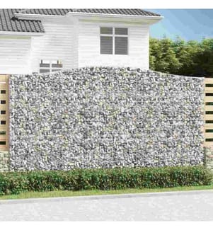 Gabionen mit Hochbogen 2 Stk. 400x30x220/240cm Verzinktes Eisen