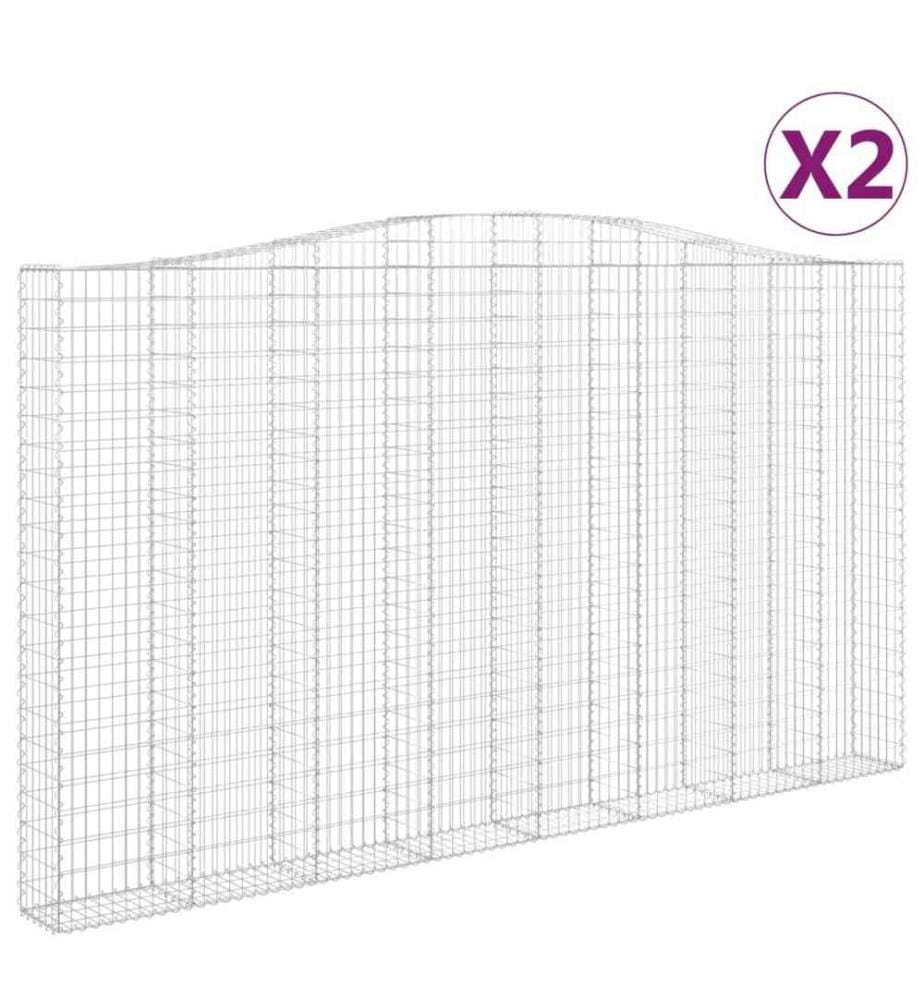 Gabionen mit Hochbogen 2 Stk. 400x30x220/240cm Verzinktes Eisen