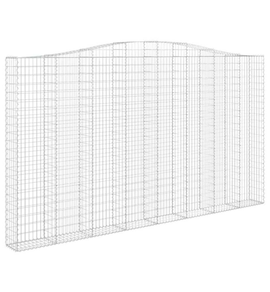 Gabionen mit Hochbogen 2 Stk. 400x30x220/240cm Verzinktes Eisen