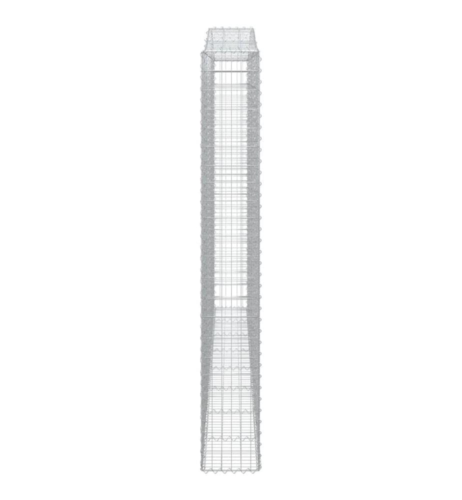 Gabionen mit Hochbogen 2 Stk. 400x30x220/240cm Verzinktes Eisen