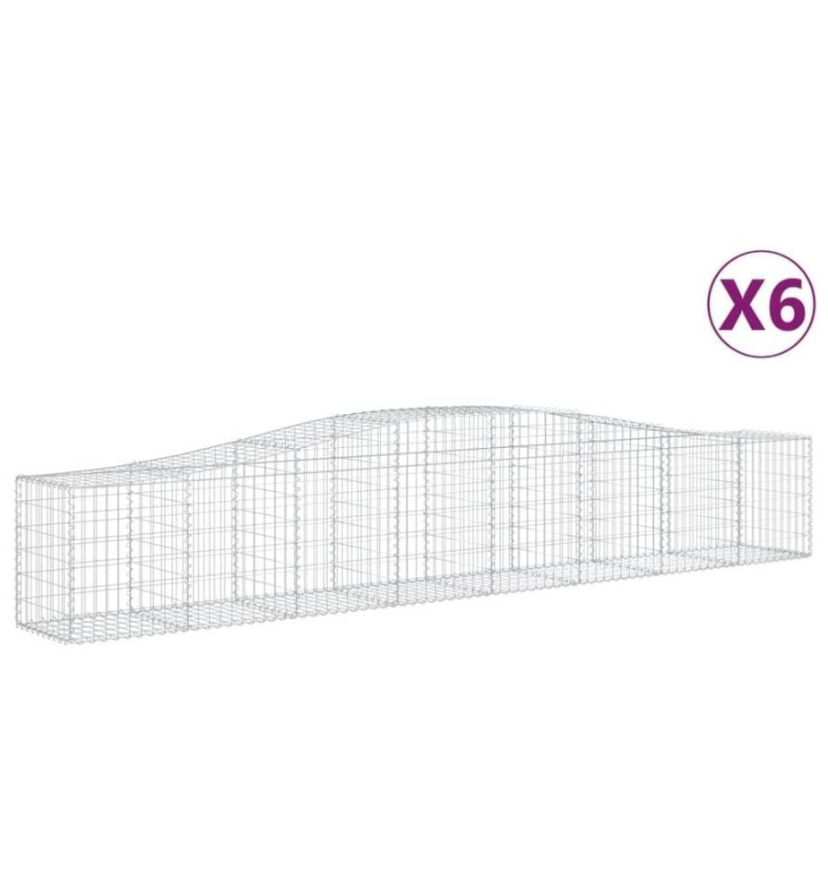 Gabionen mit Hochbogen 6 Stk. 400x50x60/80cm Verzinktes Eisen