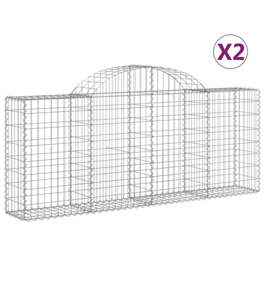 Gabionen mit Hochbogen 2 Stk. 200x30x80/100 cm Verzinktes Eisen