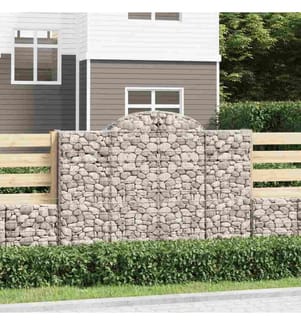 Gabionen mit Hochbogen 3 Stk. 200x50x140/160cm Verzinktes Eisen
