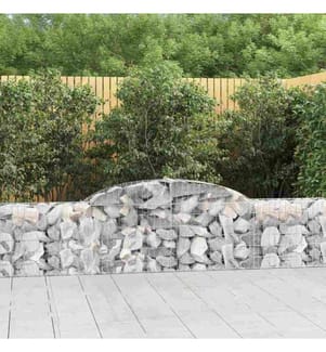 Gabionen mit Hochbogen 2 Stk. 300x30x60/80 cm Verzinktes Eisen