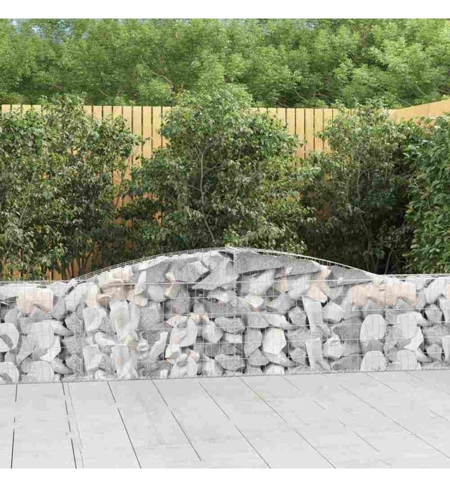 Gabionen mit Hochbogen 2 Stk. 400x30x60/80 cm Verzinktes Eisen