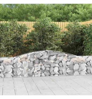 Gabionen mit Hochbogen 2 Stk. 400x30x60/80 cm Verzinktes Eisen