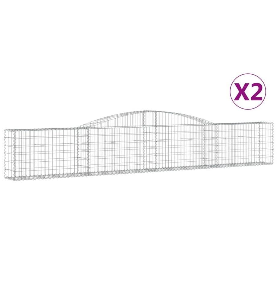 Gabionen mit Hochbogen 2 Stk. 400x30x60/80 cm Verzinktes Eisen