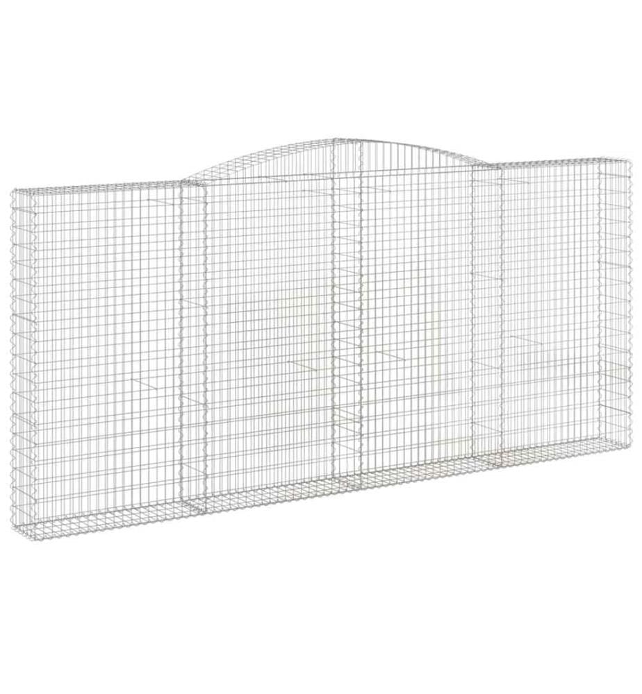 Gabionen mit Hochbogen 3 Stk. 400x30x180/200cm Verzinktes Eisen
