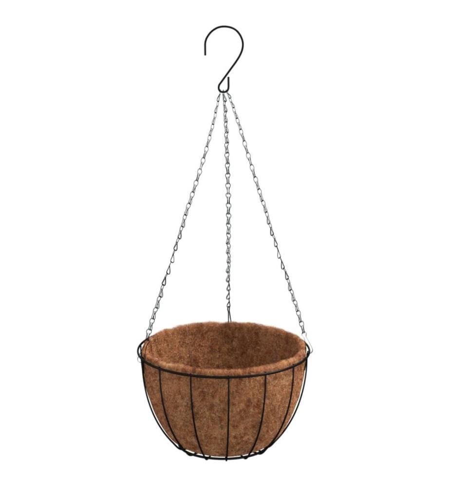 Jardinières suspendues 4 pcs avec doublure coco Noir Ø 40x63 cm