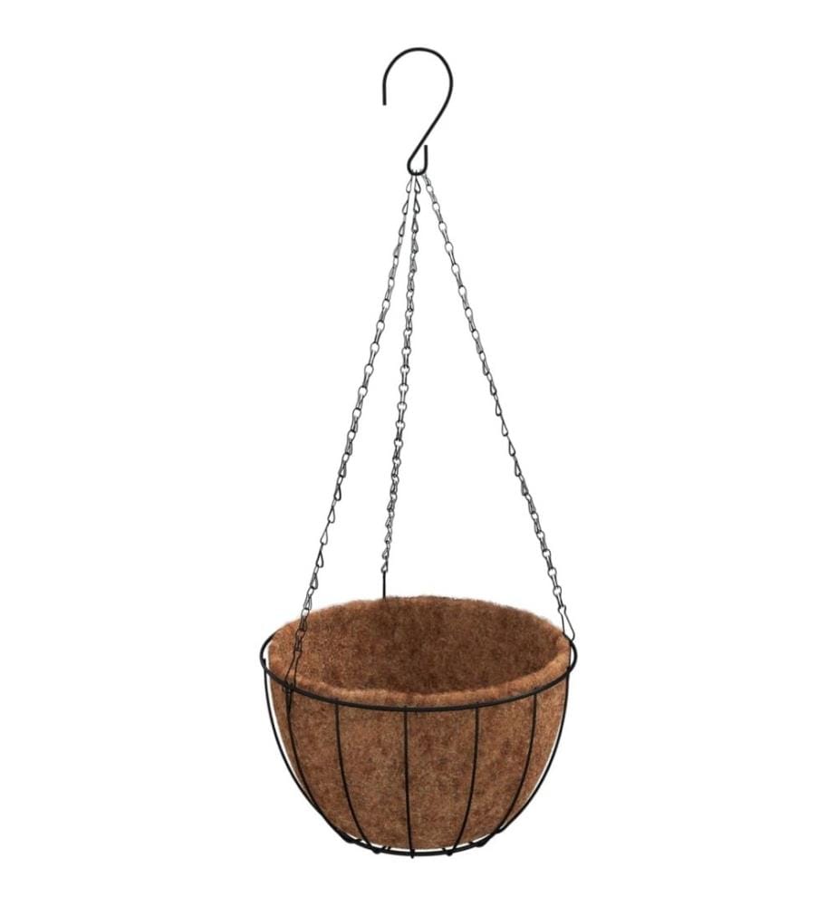 Jardinières suspendues 4 pcs avec doublure coco Noir Ø 40x63 cm