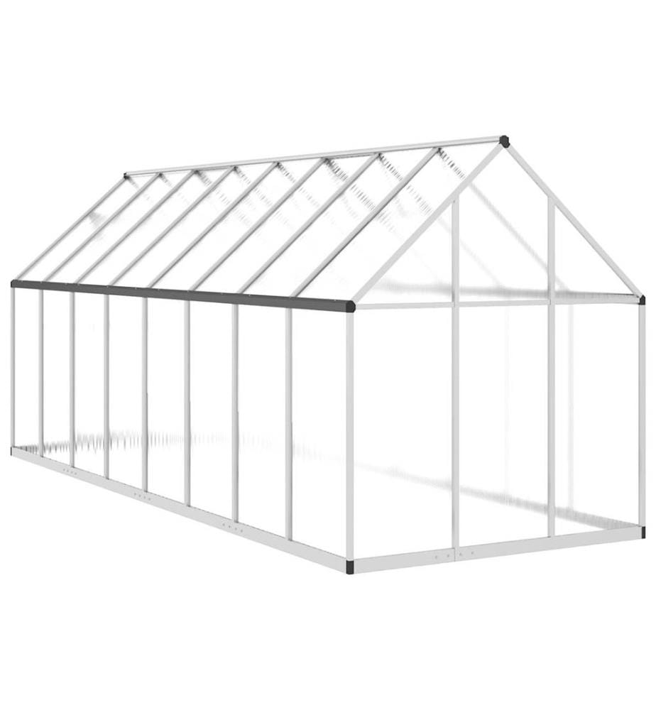 Serre avec cadre de base argenté 445x169x195 cm aluminium