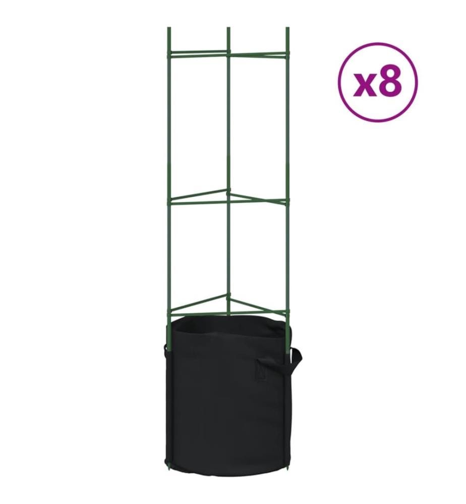Tomatenkäfige mit Pflanzsäcken 8 Stk. 116 cm Stahl und PP