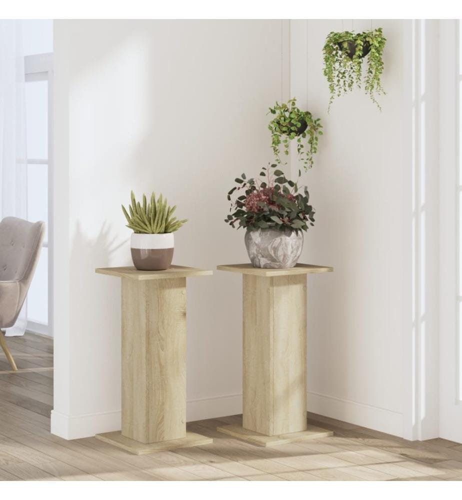 Supports pour plantes 2 pcs chêne sonoma bois d'ingénierie
