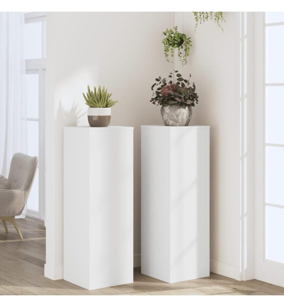 Supports pour plantes 2 pcs blanc 33x33x100cm bois d'ingénierie