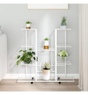 Jardinière avec roues 94,5x24,5x91,5 cm Blanc Fer