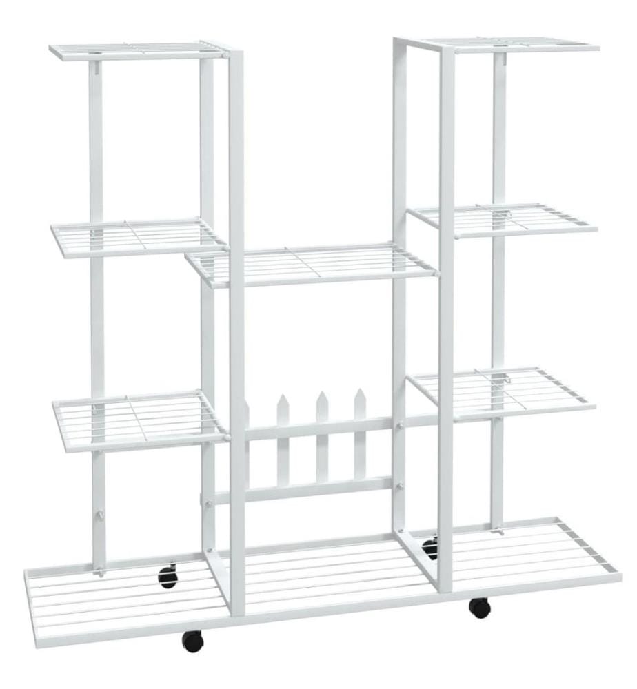 Jardinière avec roues 94,5x24,5x91,5 cm Blanc Fer