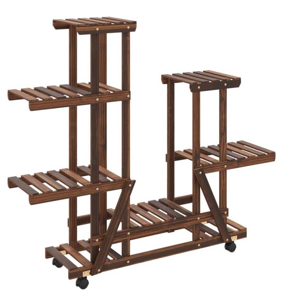 Support à fleurs avec roues 95x25x101 cm bois massif de sapin