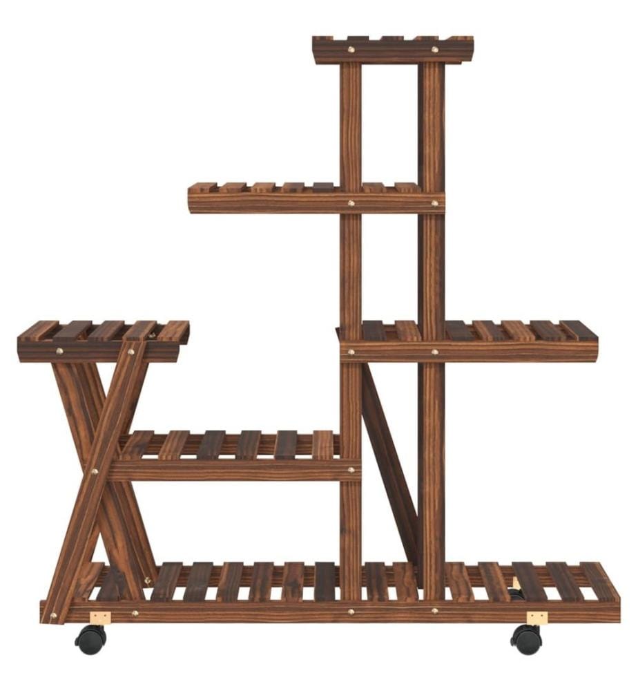 Support à fleurs avec roues 95x25x101 cm bois massif de sapin