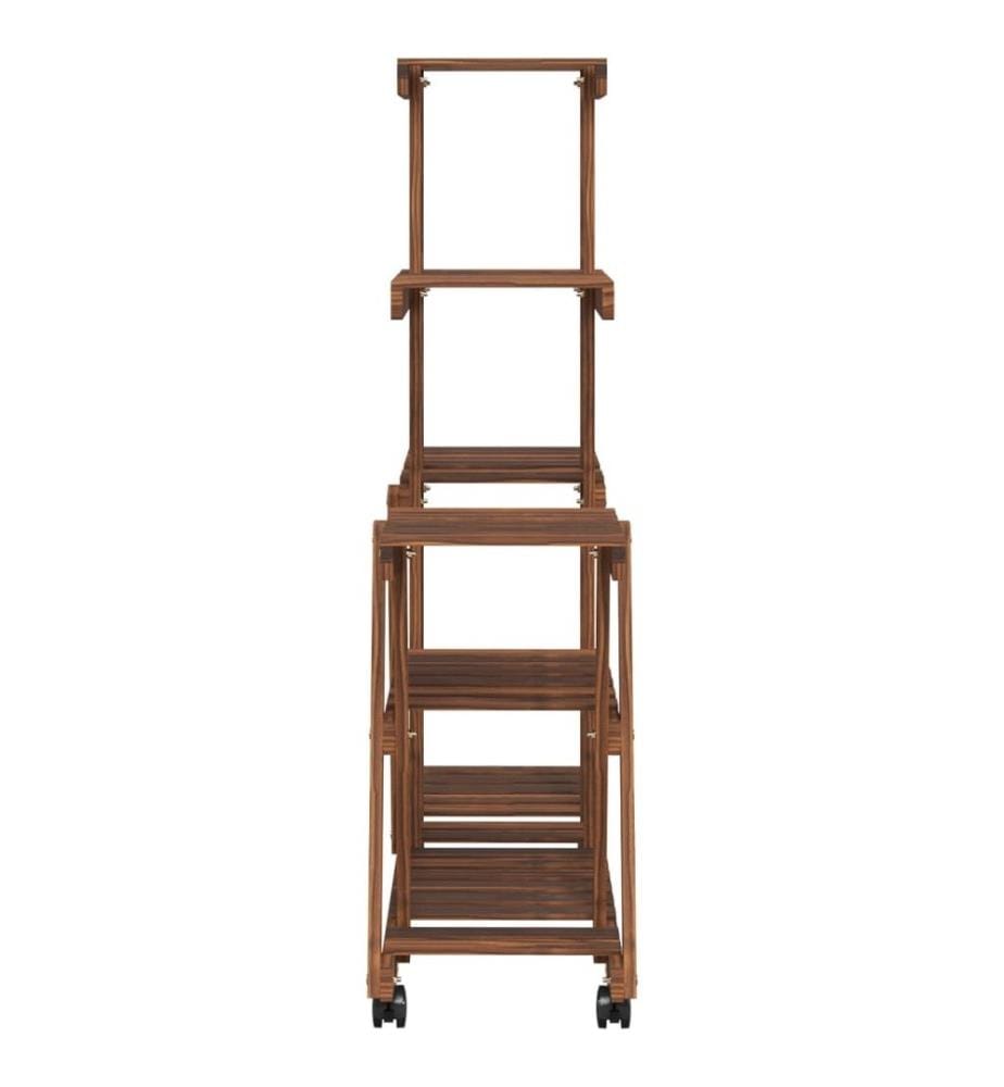 Support à fleurs avec roues 95x25x101 cm bois massif de sapin