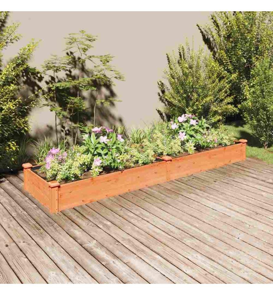Hochbeet mit Einsatz Braun 240x60x25 cm Massivholz Tanne