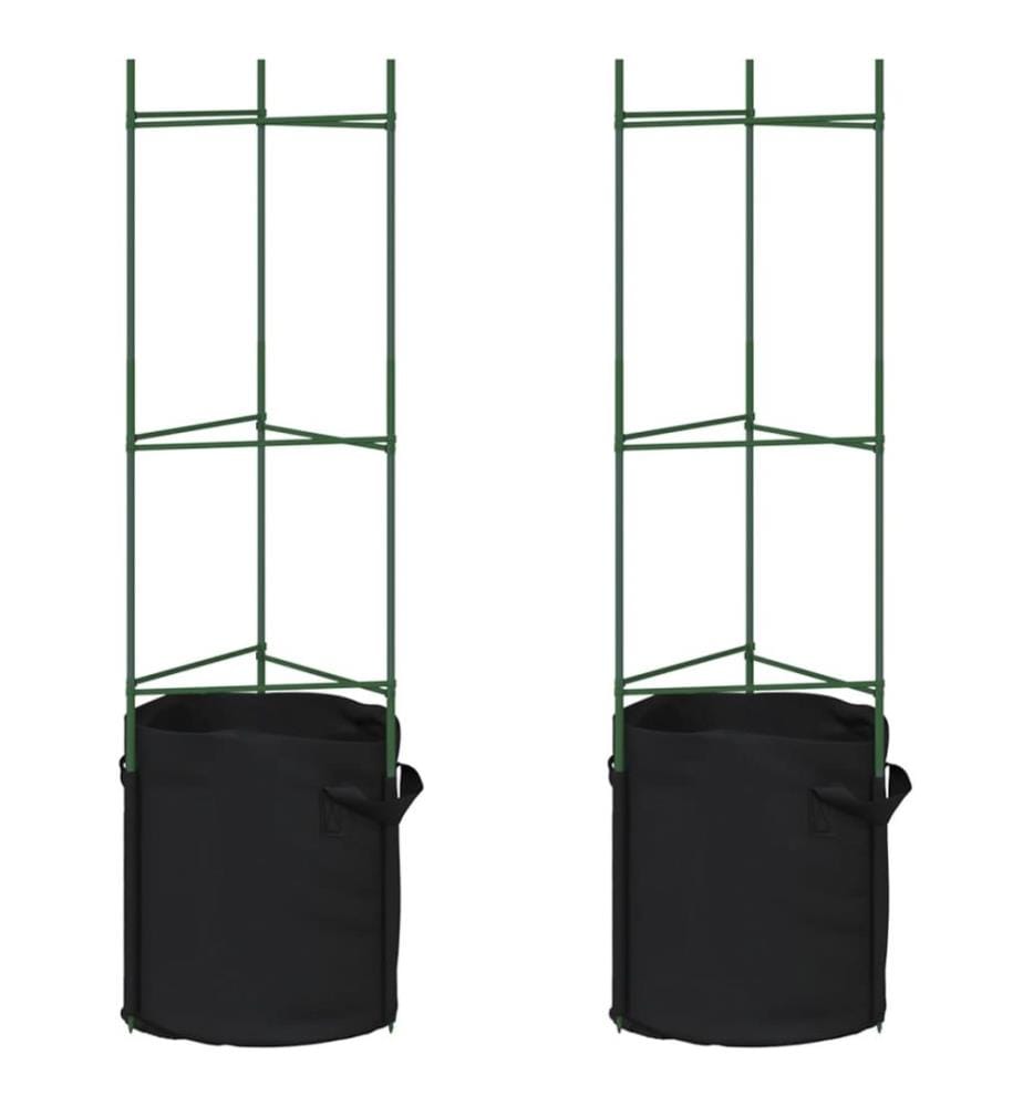 Cage à tomates avec sac à plantes 2 pcs 116 cm acier et PP