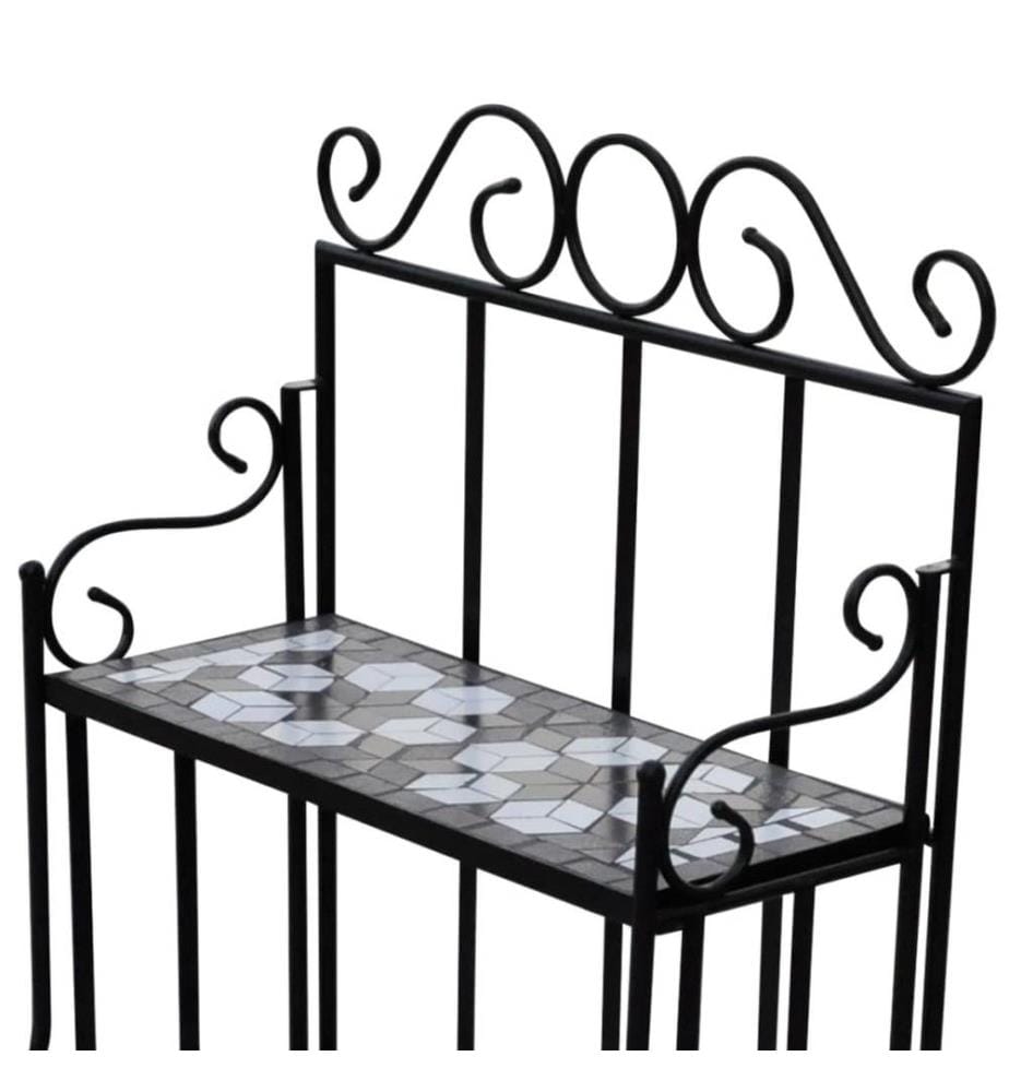 Support pour plantes Mosaïque noir et blanc