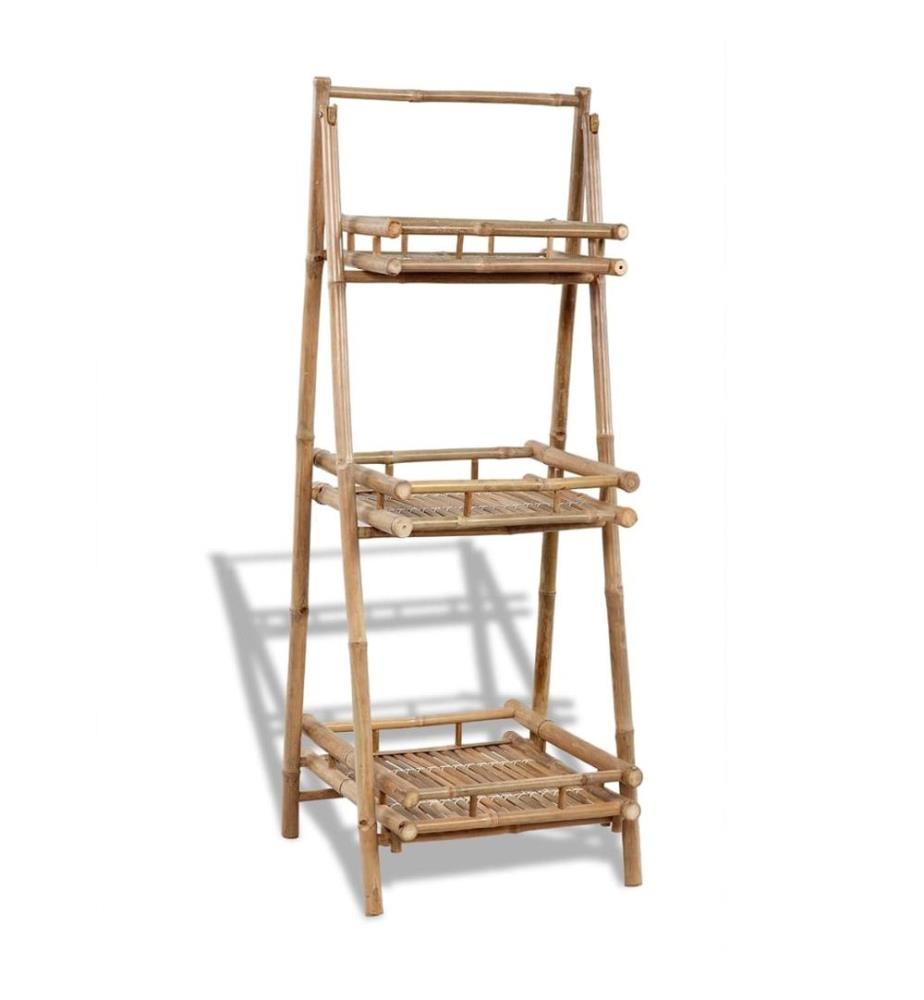 Étagère à plantes pliable 3 niveaux Bambou