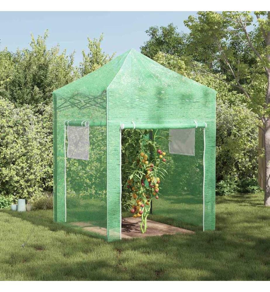 Serre avec cadre pop-up avec toit Vert 200 x 200 x 300 cm Fer