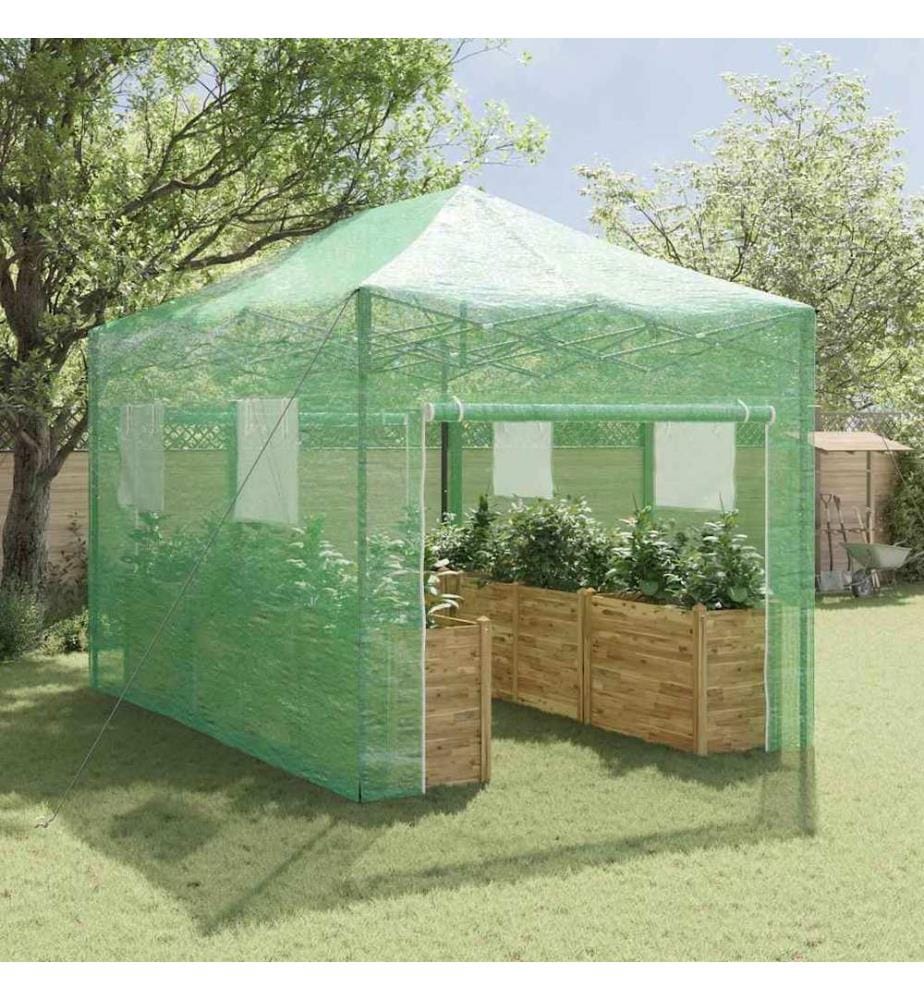 Serre avec cadre pop-up avec toit Vert 280 x 410 x 315 cm Fer