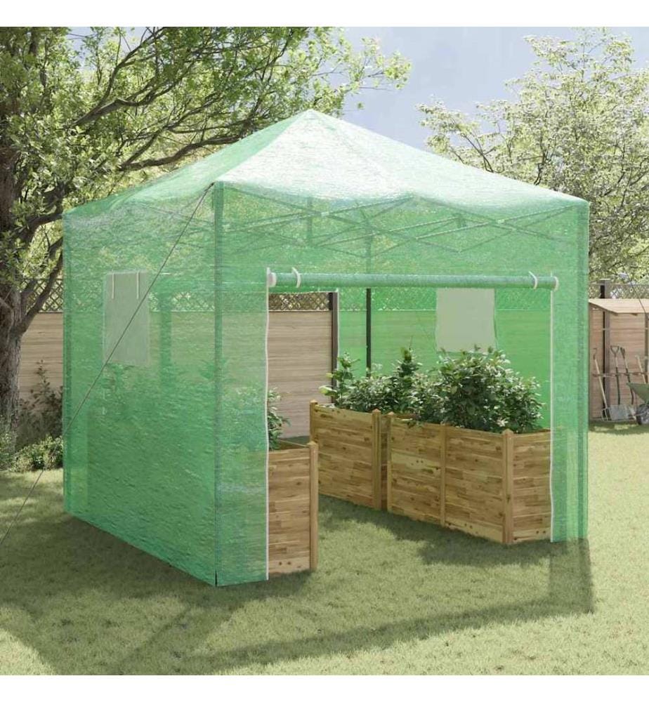 Serre avec cadre pop-up avec toit Vert 290 x 290 x 315 cm Fer