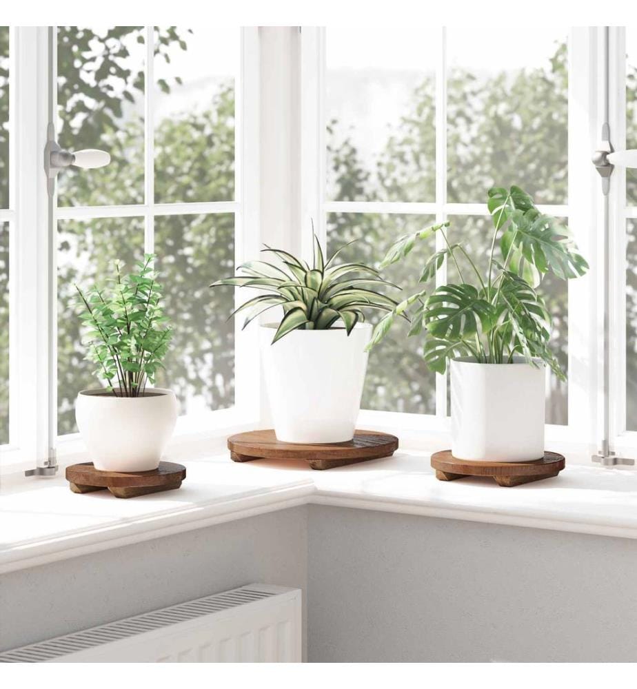 Tabouret à Plantes 3 pcs Marron Bois d'Acajou