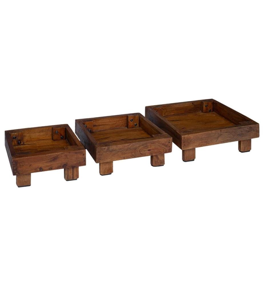 Support de Plante 3 pcs Marron Bois d'Acajou