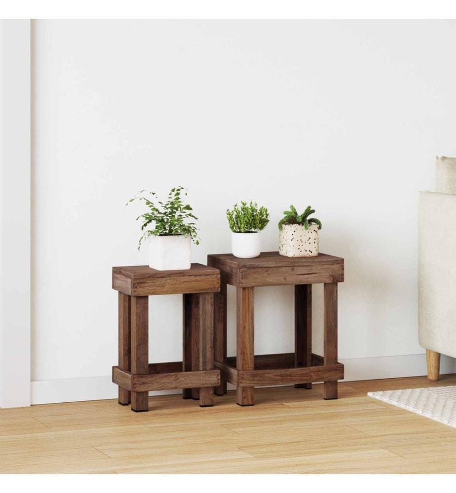 Support de Plante 2 pcs Marron 70 x 11 x 27 cm Bois d'Acajou