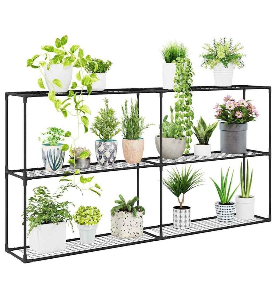 Support de plantes à 3 niveaux Noir 200 x 32 x 104 cm Acier