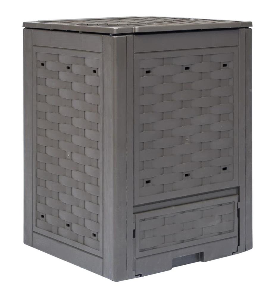 Gartenkomposter Braun 60x60x83 cm 300 L Kunststoff Rattan