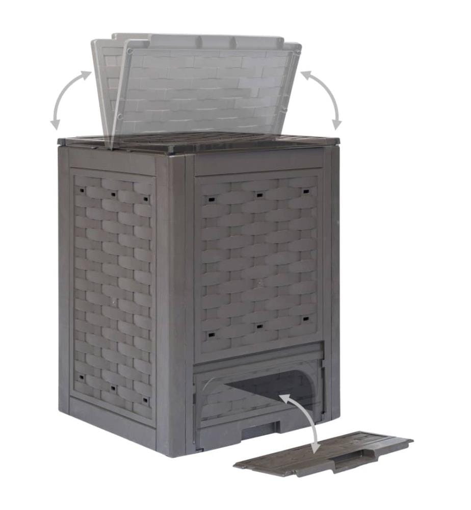 Gartenkomposter Braun 60x60x83 cm 300 L Kunststoff Rattan