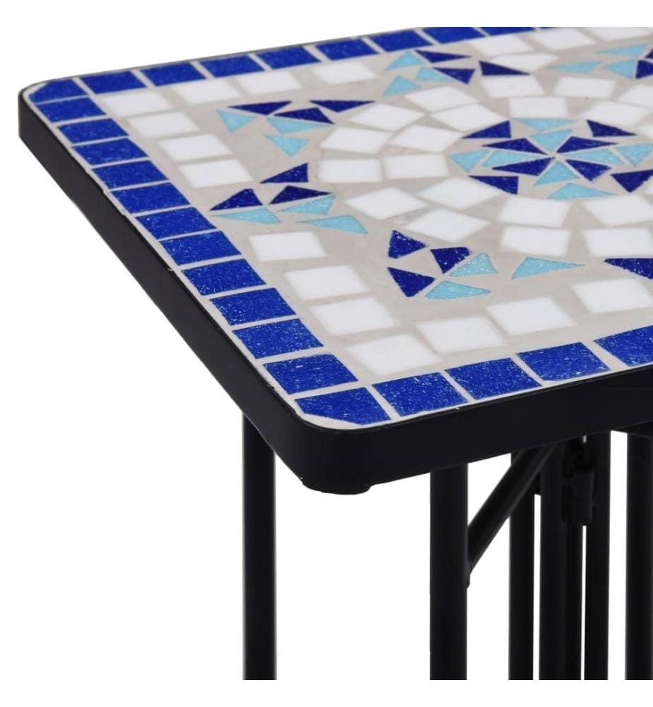 Beistelltisch Mosaik Keramik Blau und Weiss