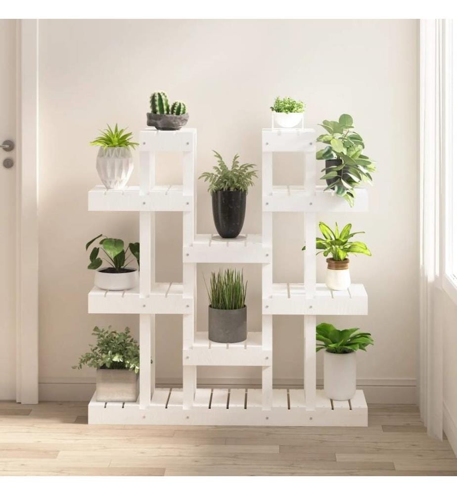 Support à plantes Blanc 104,5x25x109,5 cm Bois massif de pin