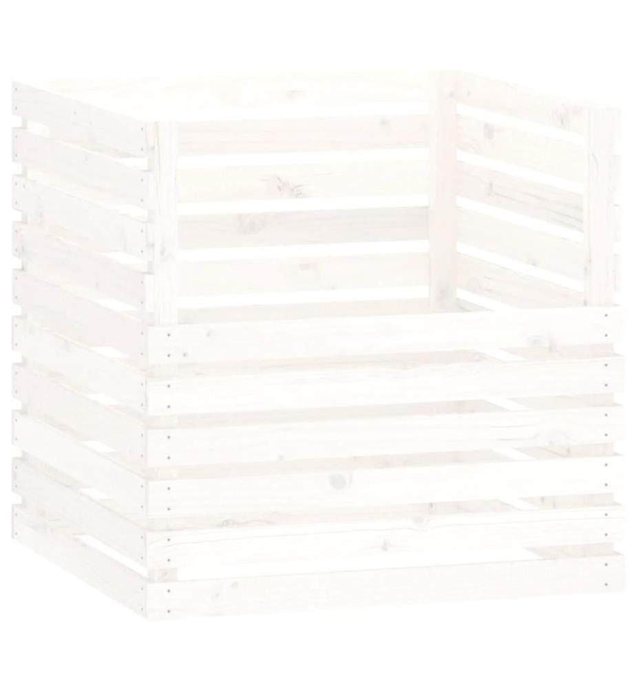 Komposter Weiss 80x80x78 cm Massivholz Kiefer