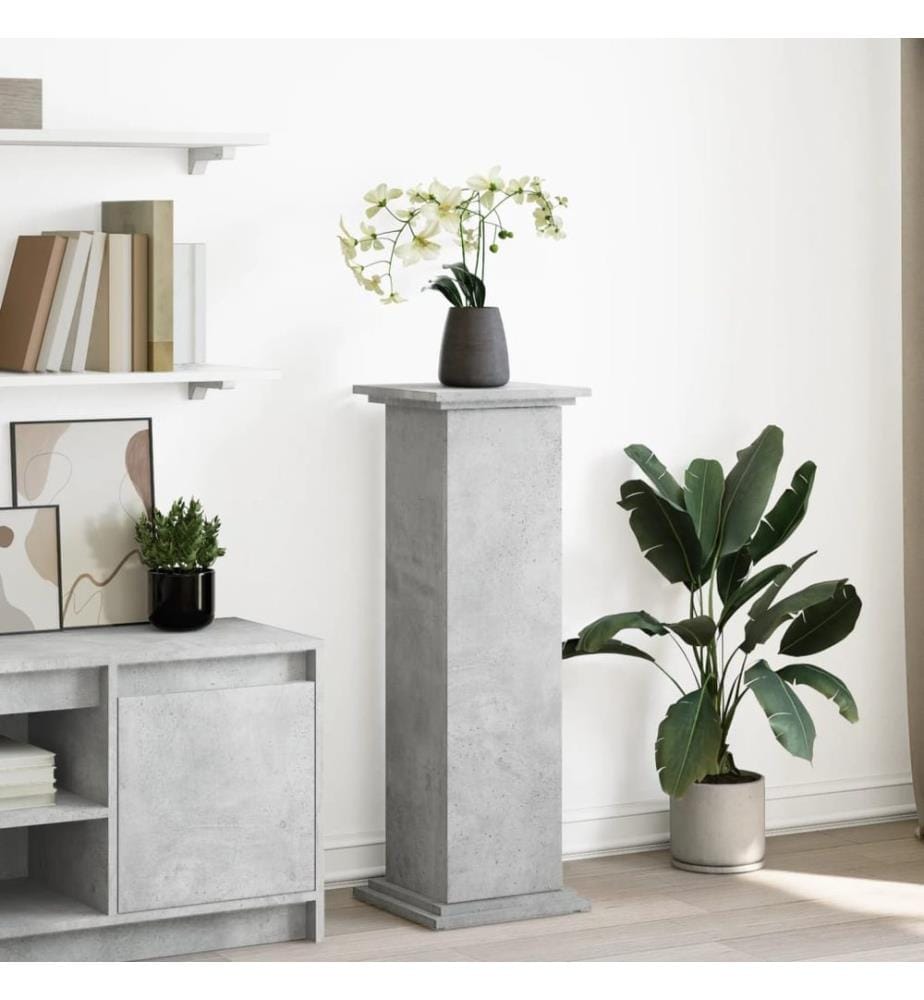 Piédestal avec rangement gris béton 31x30x90 cm bois ingénierie