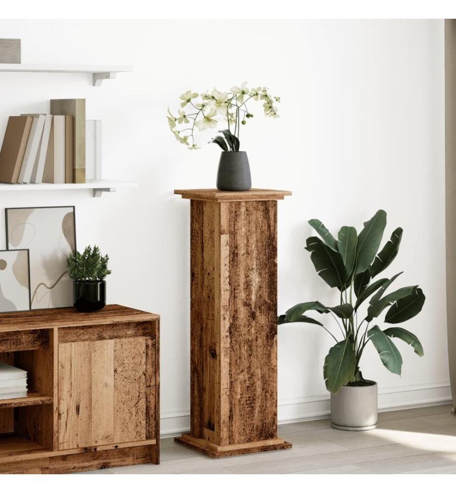 Piédestal avec rangement vieux bois bois d'ingénierie