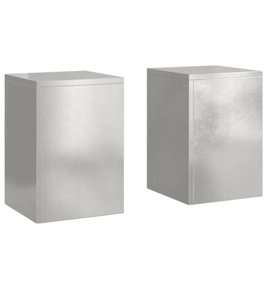 Support de Plante 2 pcs Argent 24 x 24 x 35 cm Acier inoxydable