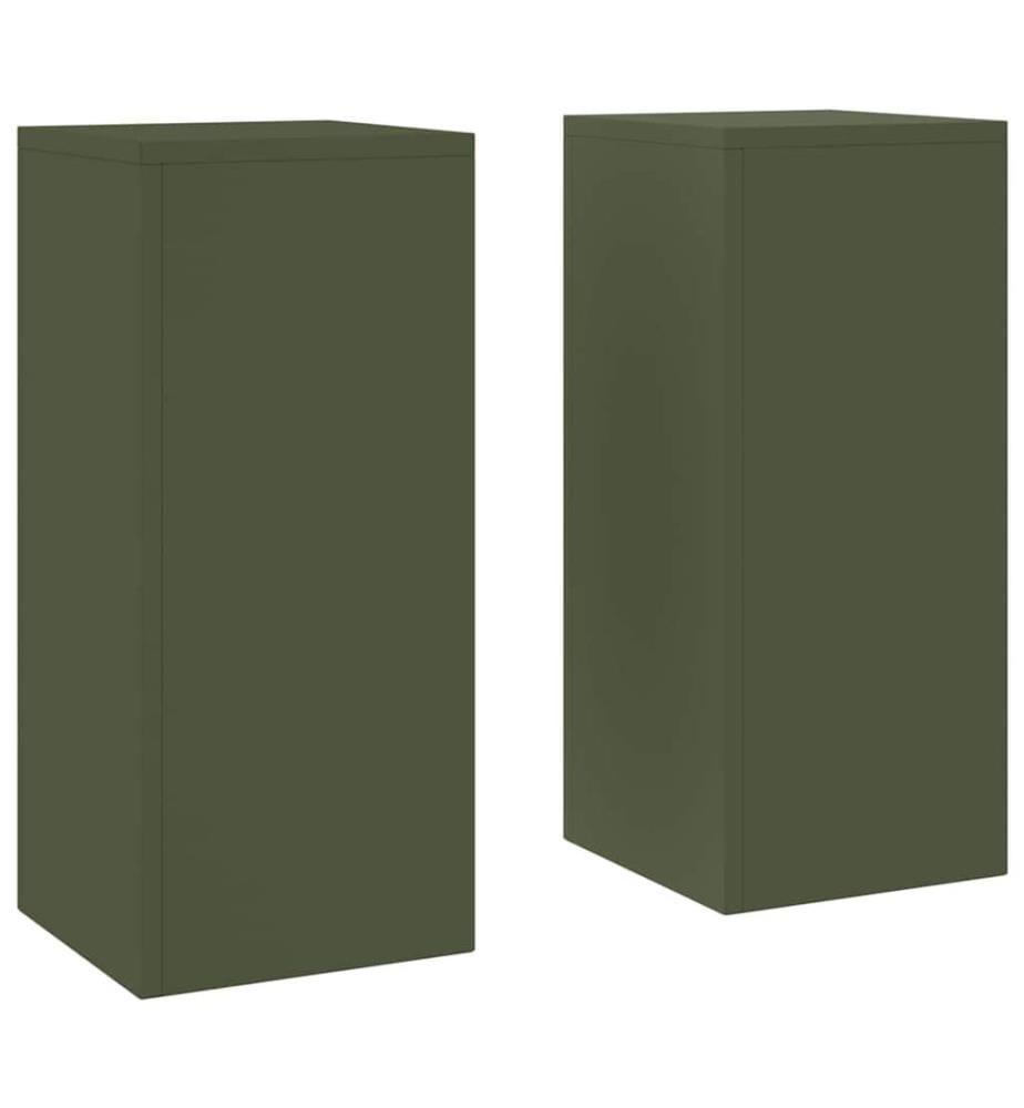 Support de Plante 2 pcs Vert olive 24 x 24 x 55 cm Acier