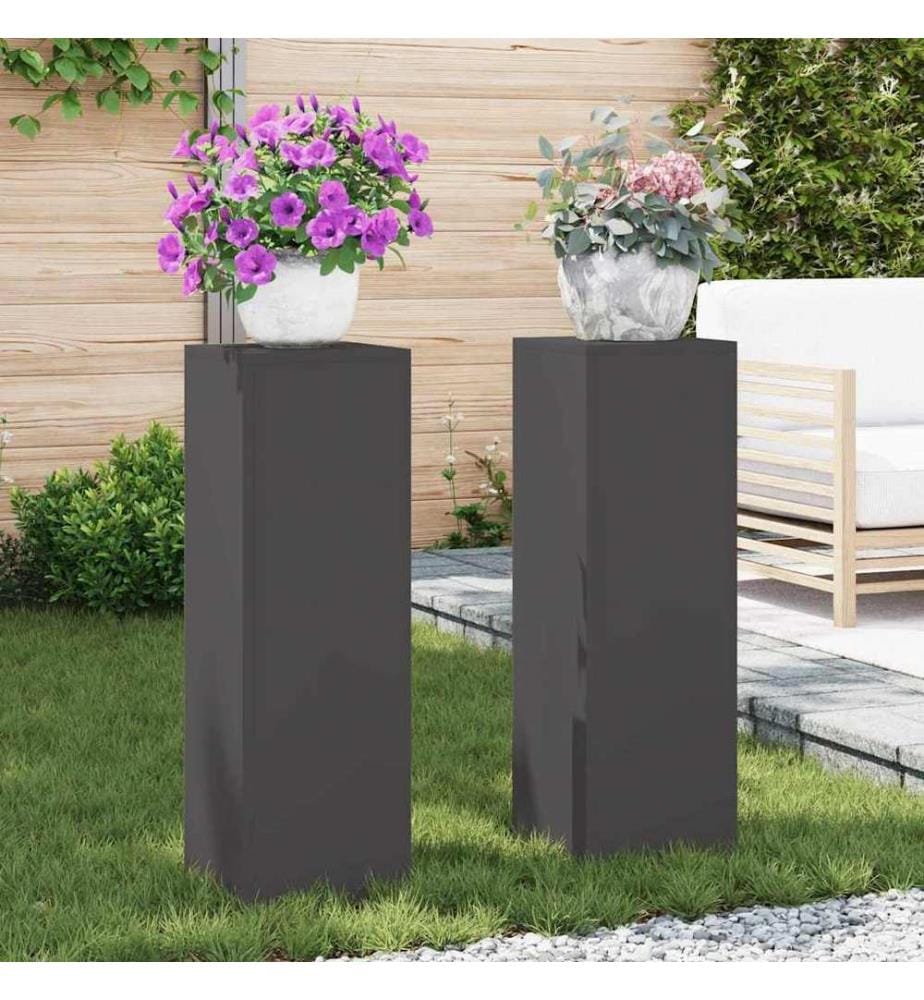 Support de Plante 2 pcs Noir 24 x 24 x 75 cm Acier