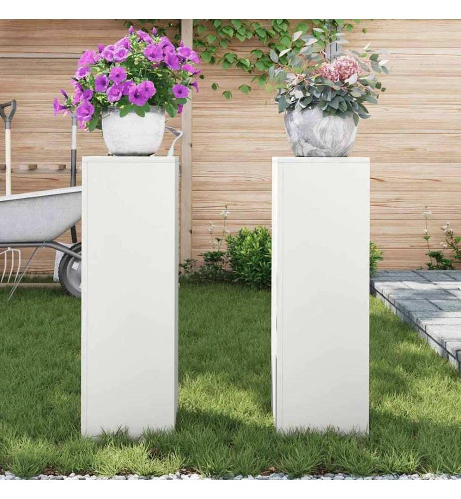 Support de Plante 2 pcs Blanc 24 x 24 x 75 cm Acier