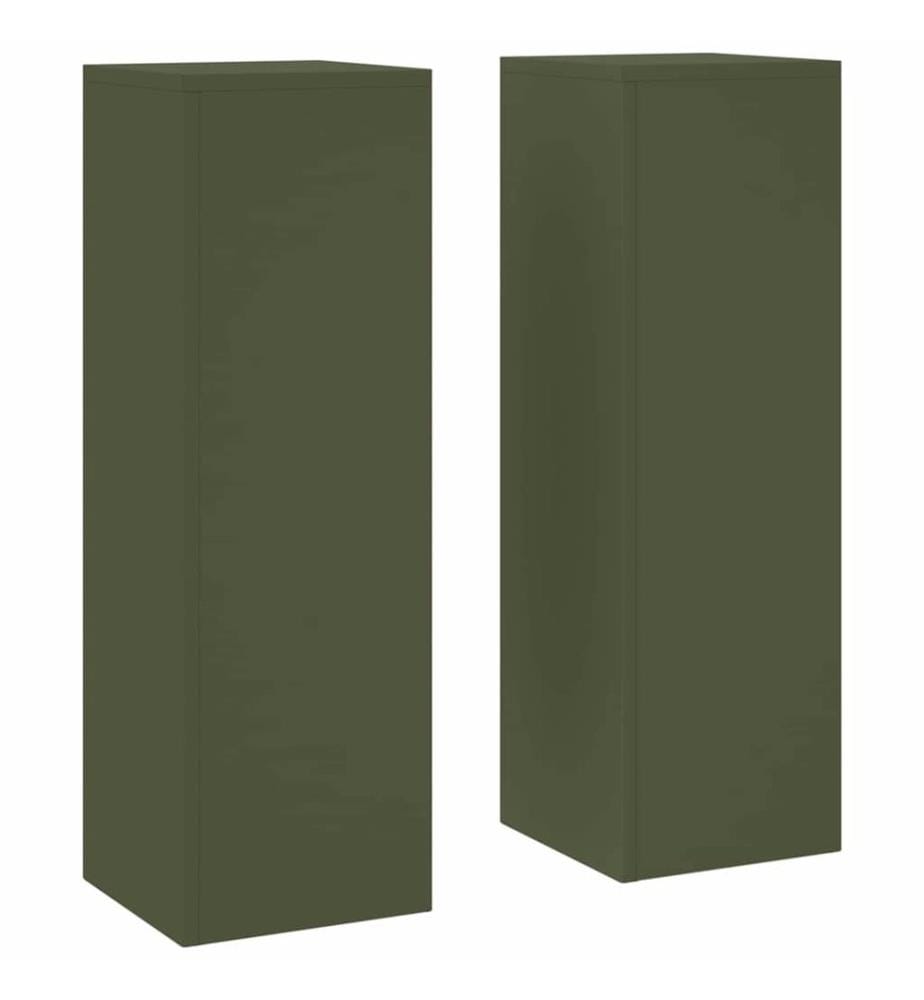 Support de Plante 2 pcs Vert olive 24 x 24 x 75 cm Acier